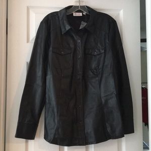 Denim & Co Faux Leather Shirt
